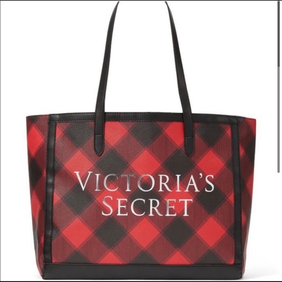 Victoria's Secret Handbags - Victoria’s Secret Tote Carryall Bag Red Plaid Buffalo Check New